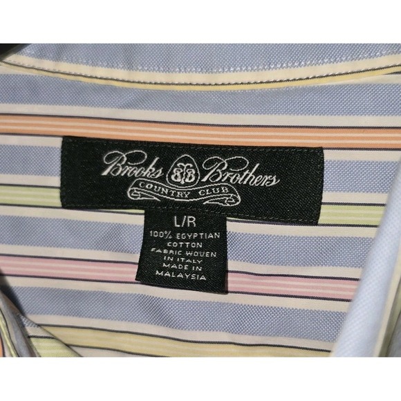 Brooks Brothers Striped Button Up Shirt Made In Italy Size Large Egyptian Cotton - Picture 5 of 13